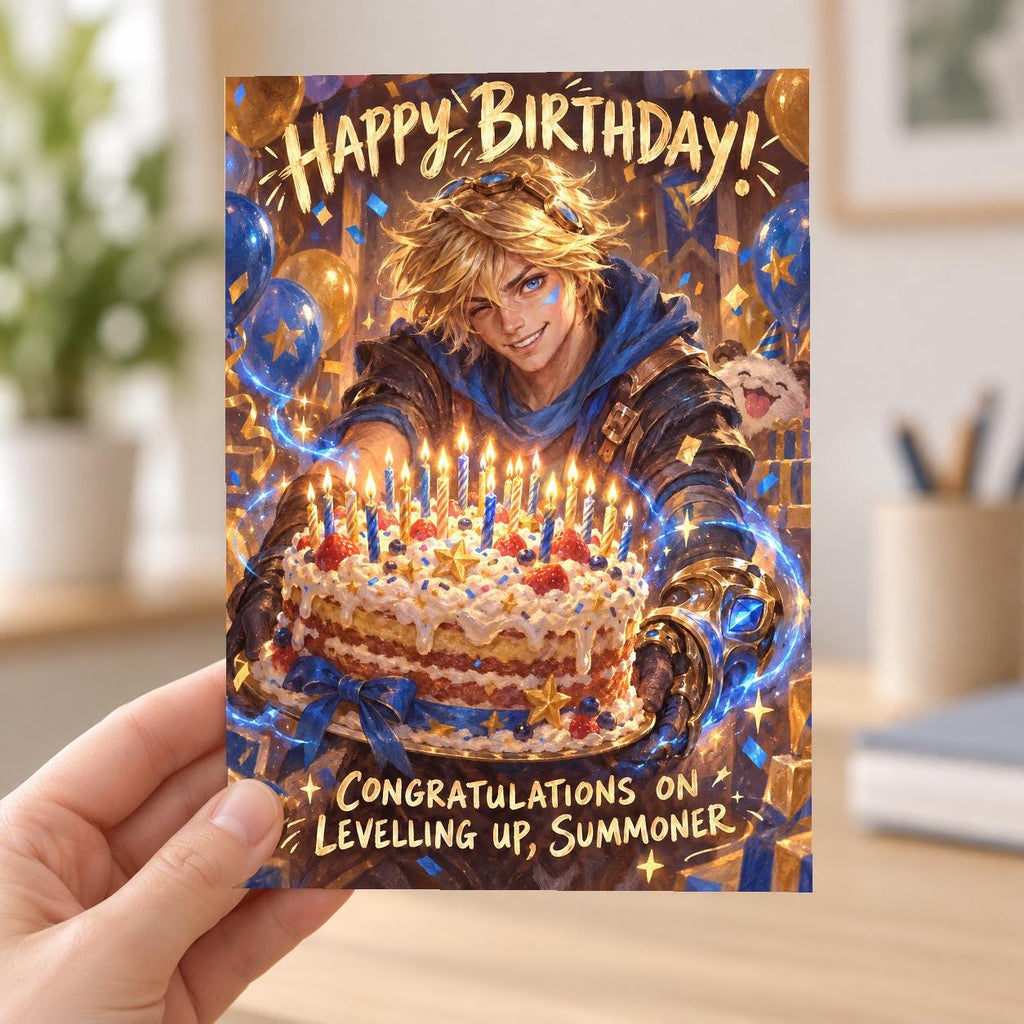League of Legends LoL Ezreal Level Up Birthday Card Blank Inside — image 3