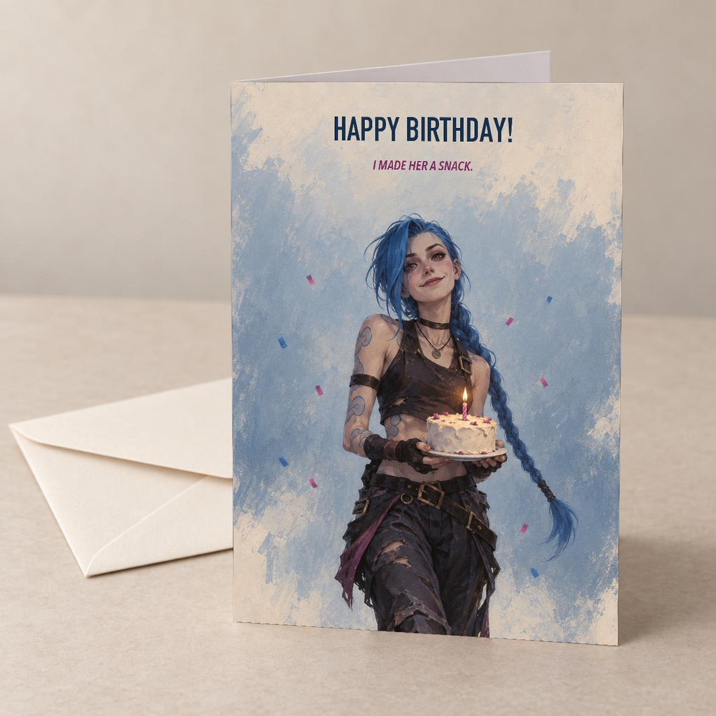 Arcane Jinx League of Legends LoL Birthday Card Blank Inside — image 1