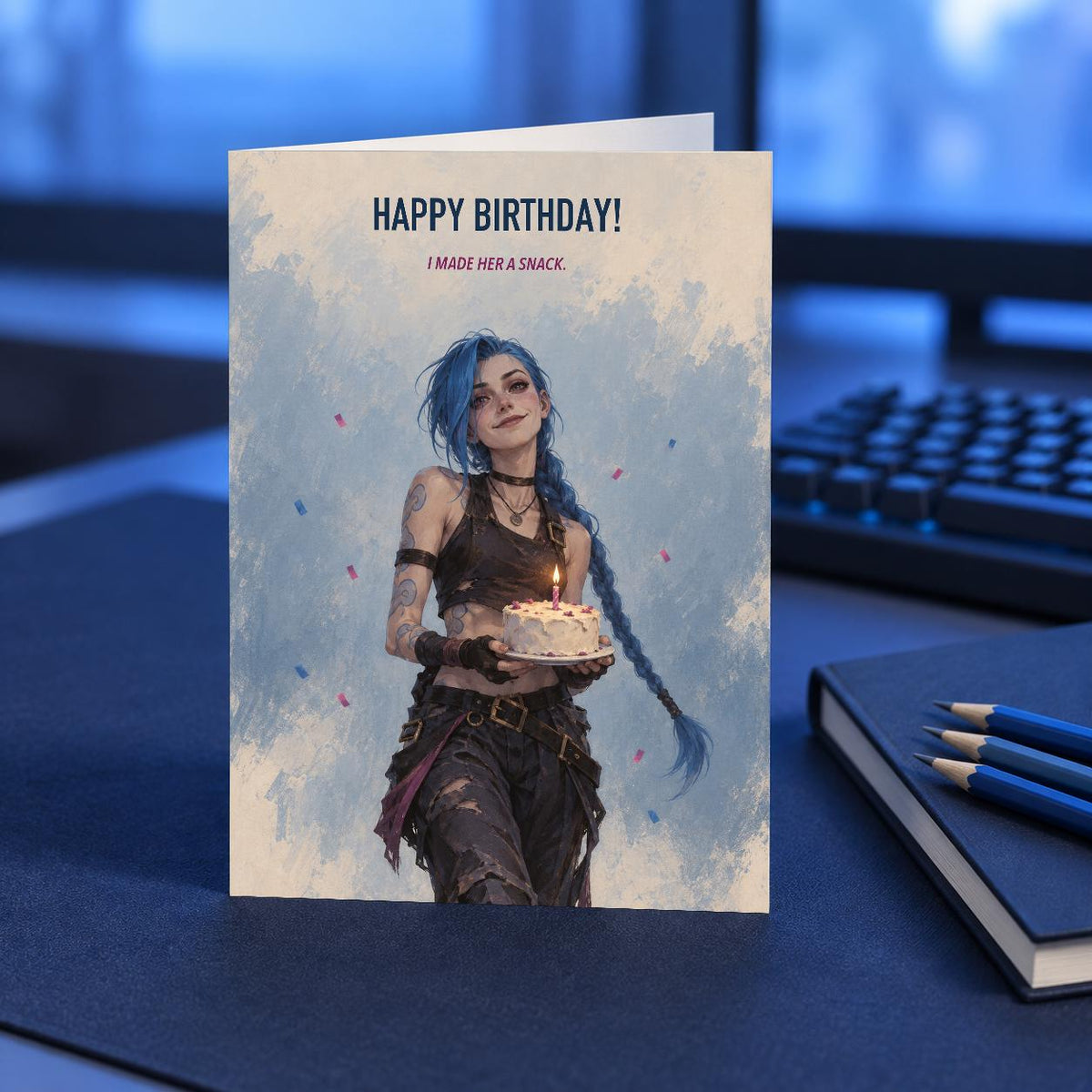 Arcane Jinx League of Legends LoL Birthday Card Blank Inside — image 2