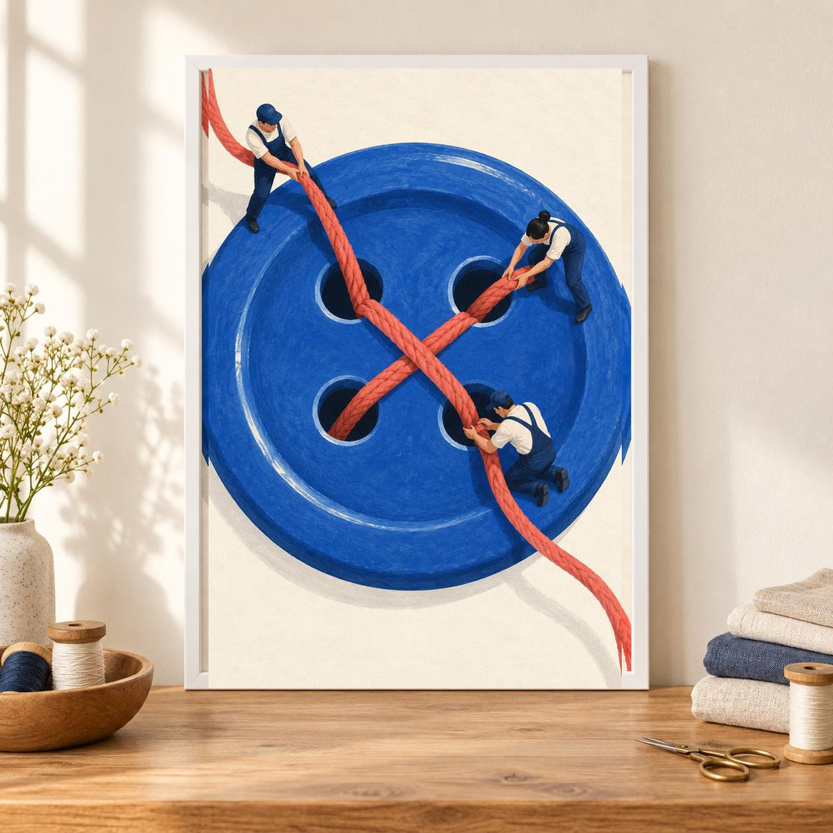 Tiny Tailors Blue Button Sewing Printable Wall Art Digital Download — image 3