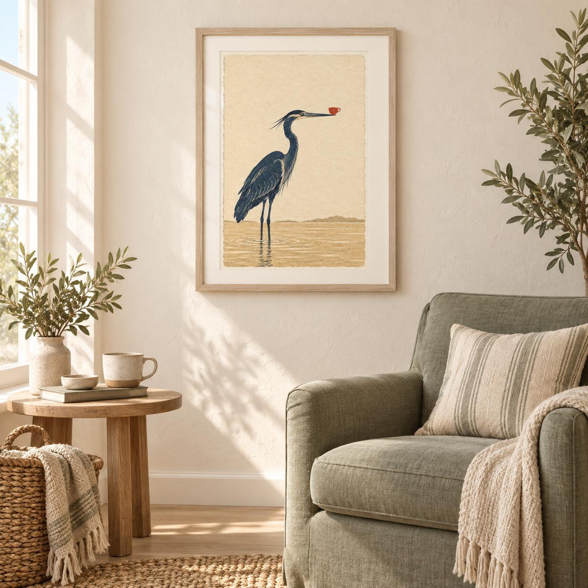 Tea at Low Tide Heron Printable Wall Art Digital Download — image 2
