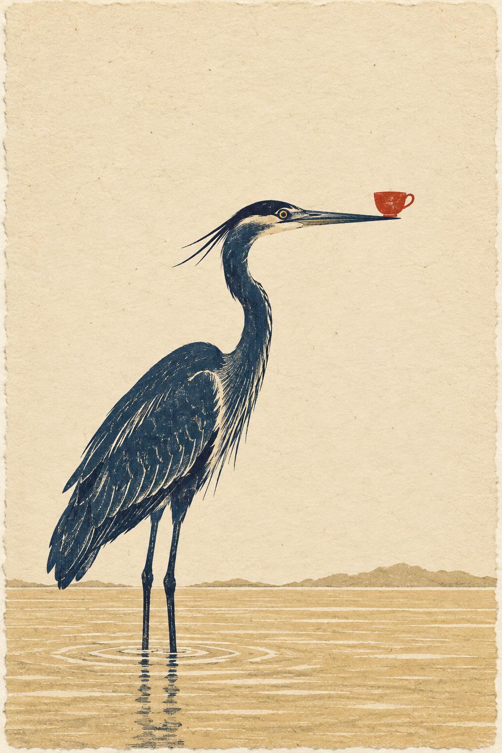 Tea at Low Tide Heron Printable Wall Art Digital Download — image 6