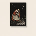 Moonlit Badger Woodland Printable Wall Art Digital Download — image 1