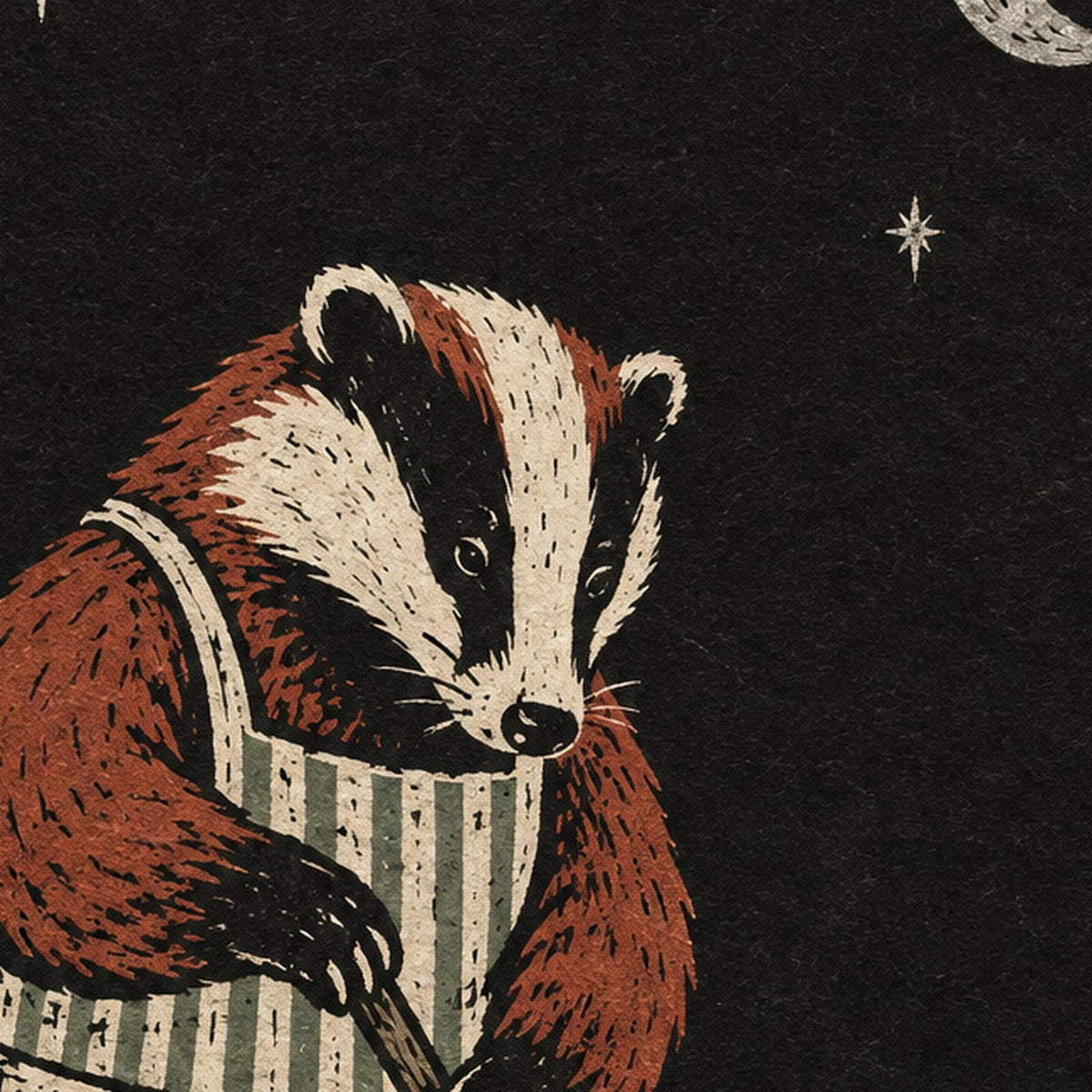 Moonlit Badger Woodland Printable Wall Art Digital Download — image 5