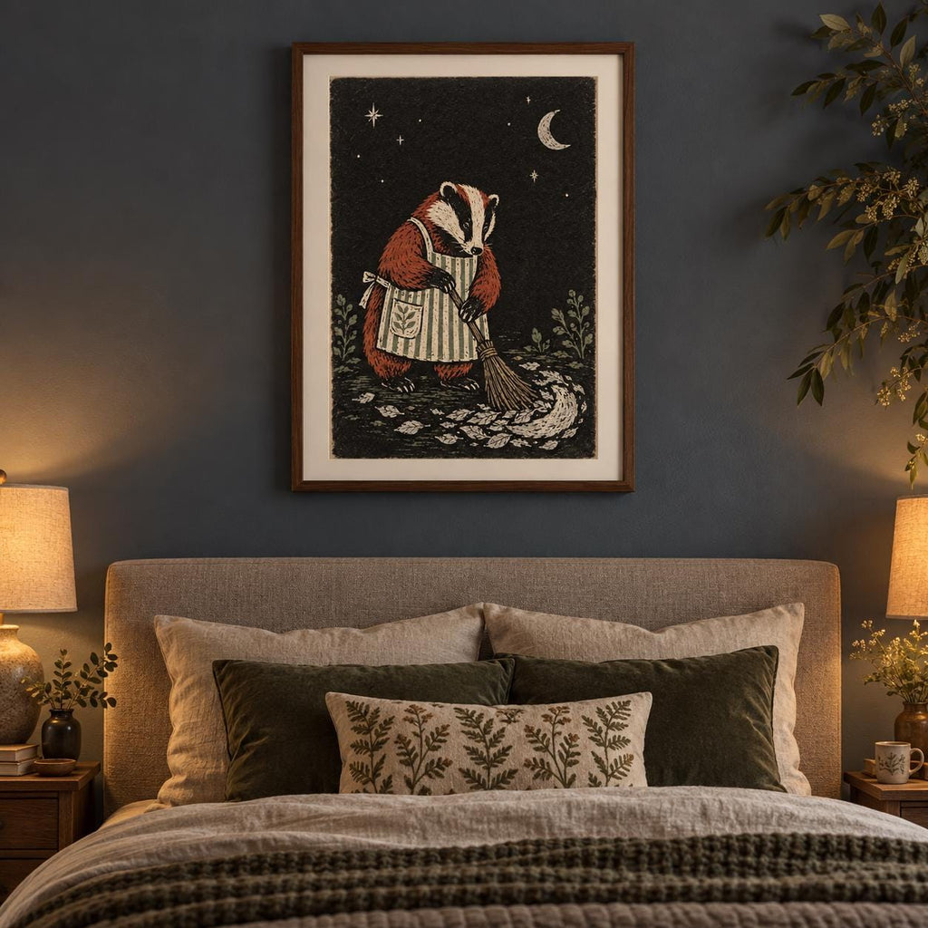 Moonlit Badger Woodland Printable Wall Art Digital Download — image 2