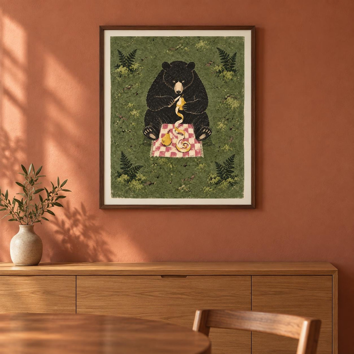 Black Bear Picnic Forest Printable Wall Art Digital Download — image 3