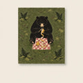 Black Bear Picnic Forest Printable Wall Art Digital Download — image 1