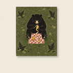 Black Bear Picnic Forest Printable Wall Art Digital Download — image 1