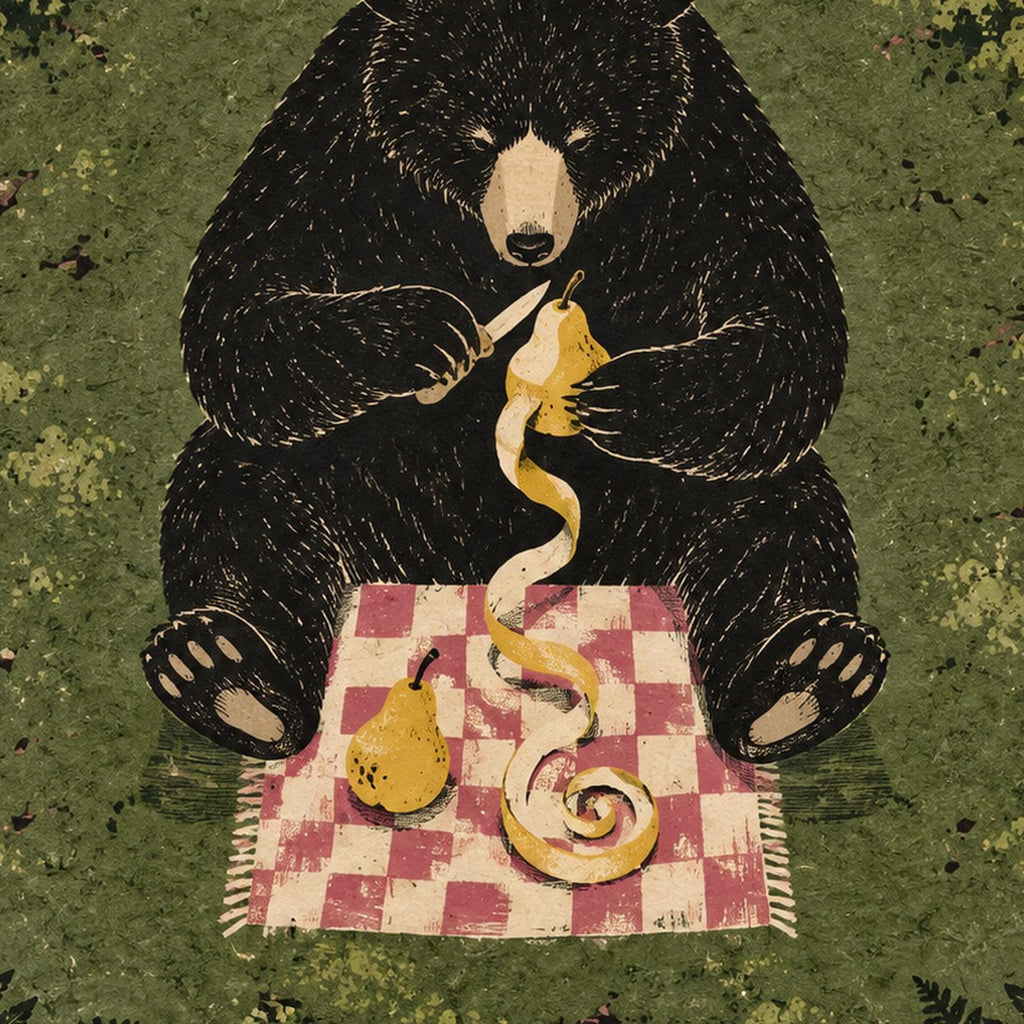 Black Bear Picnic Forest Printable Wall Art Digital Download — image 5