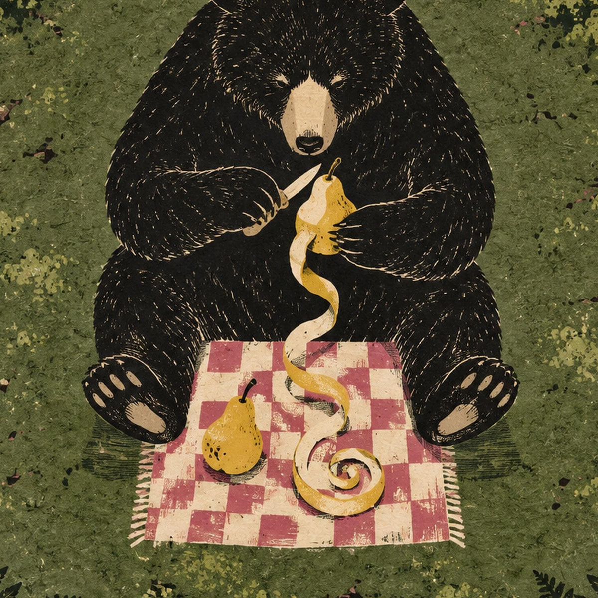 Black Bear Picnic Forest Printable Wall Art Digital Download — image 5