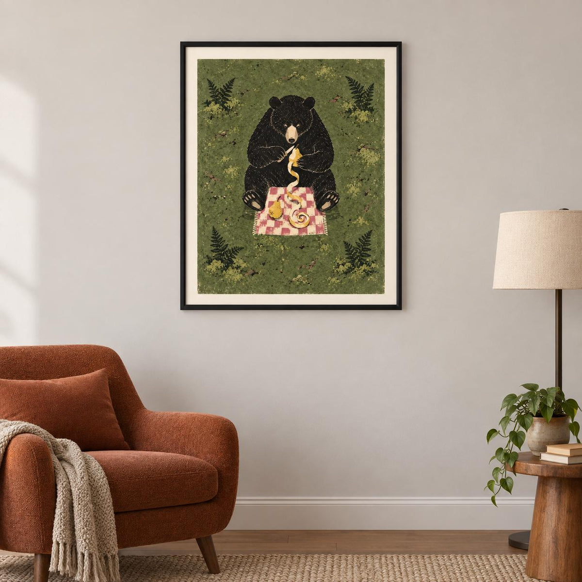 Black Bear Picnic Forest Printable Wall Art Digital Download — image 4