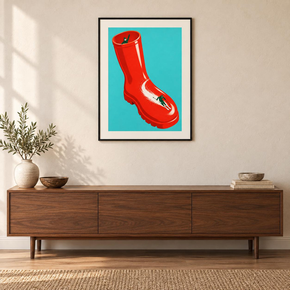 Tiny Skiers Red Rain Boot Printable Wall Art Digital Download — image 2