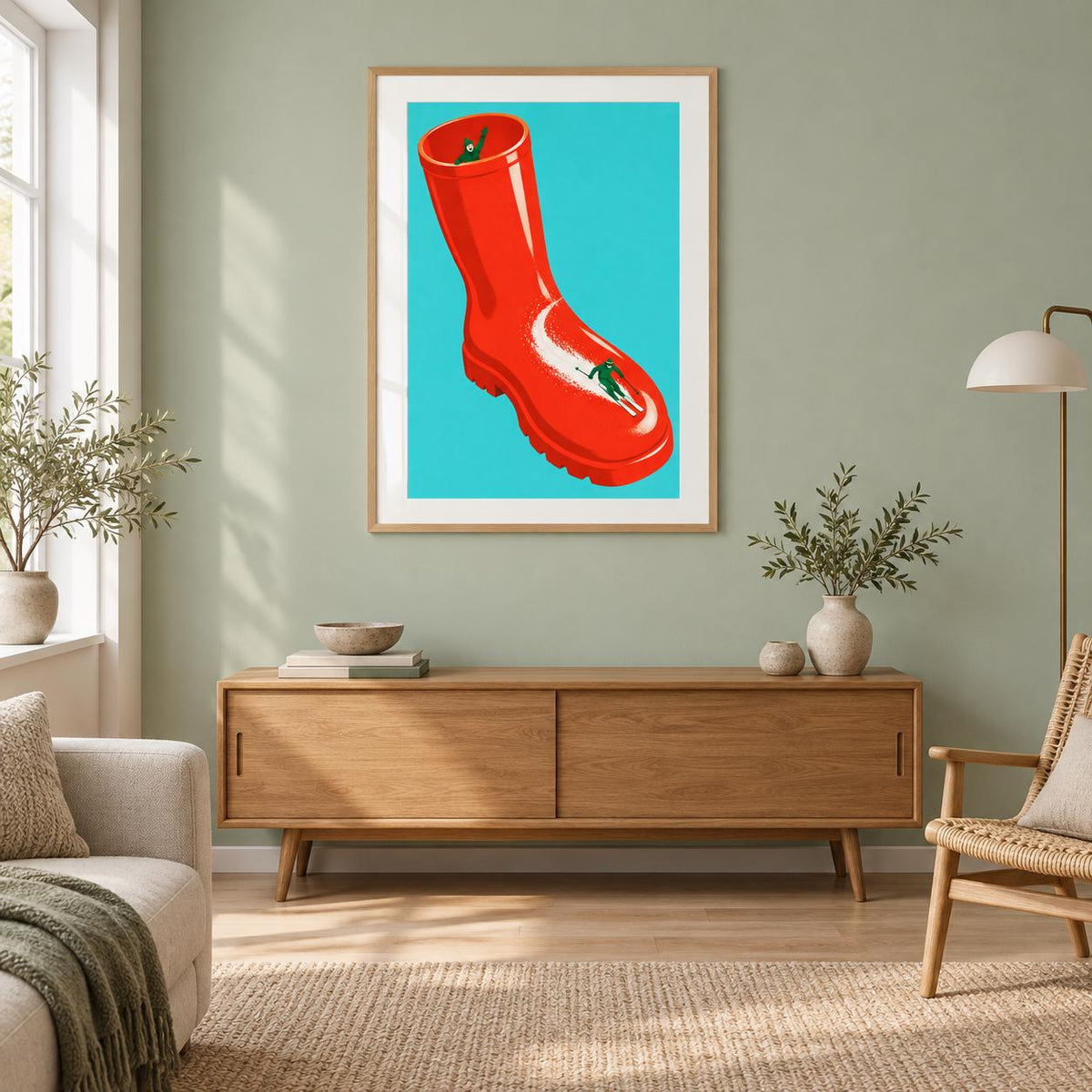 Tiny Skiers Red Rain Boot Printable Wall Art Digital Download — image 3