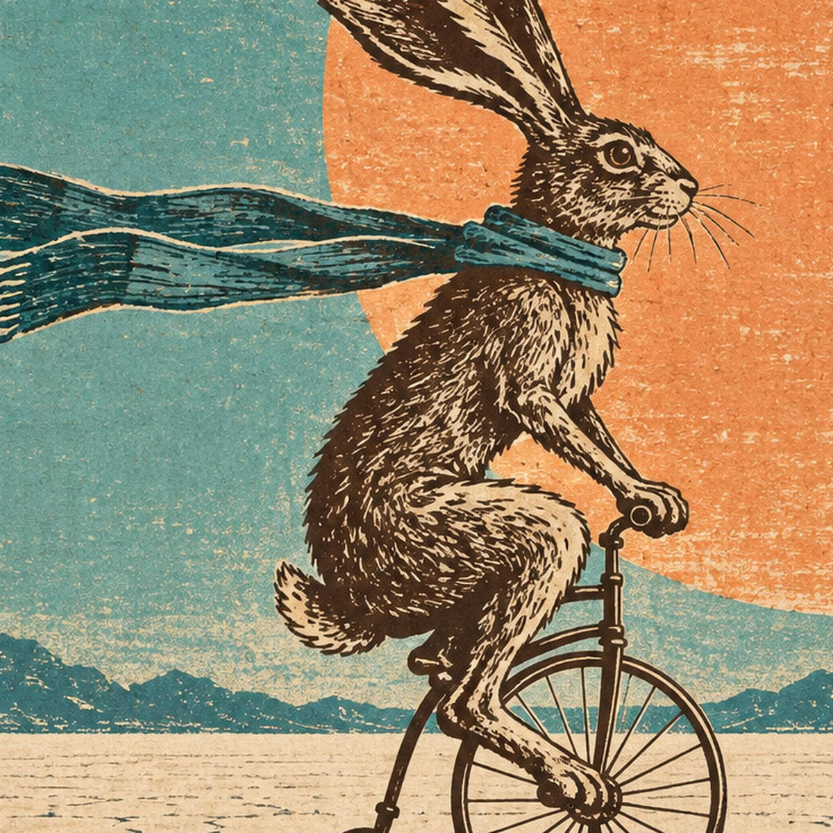 Penny Farthing Hare Desert Printable Wall Art Digital Download — image 5