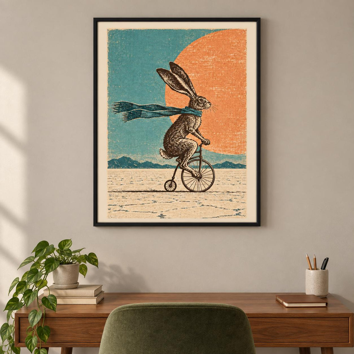Penny Farthing Hare Desert Printable Wall Art Digital Download — image 4