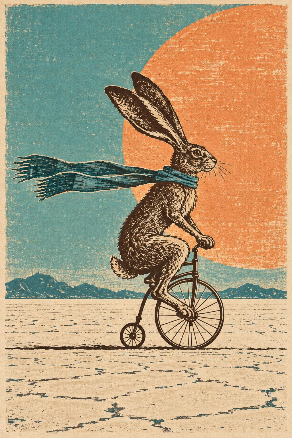 Penny Farthing Hare Desert Printable Wall Art Digital Download — image 6