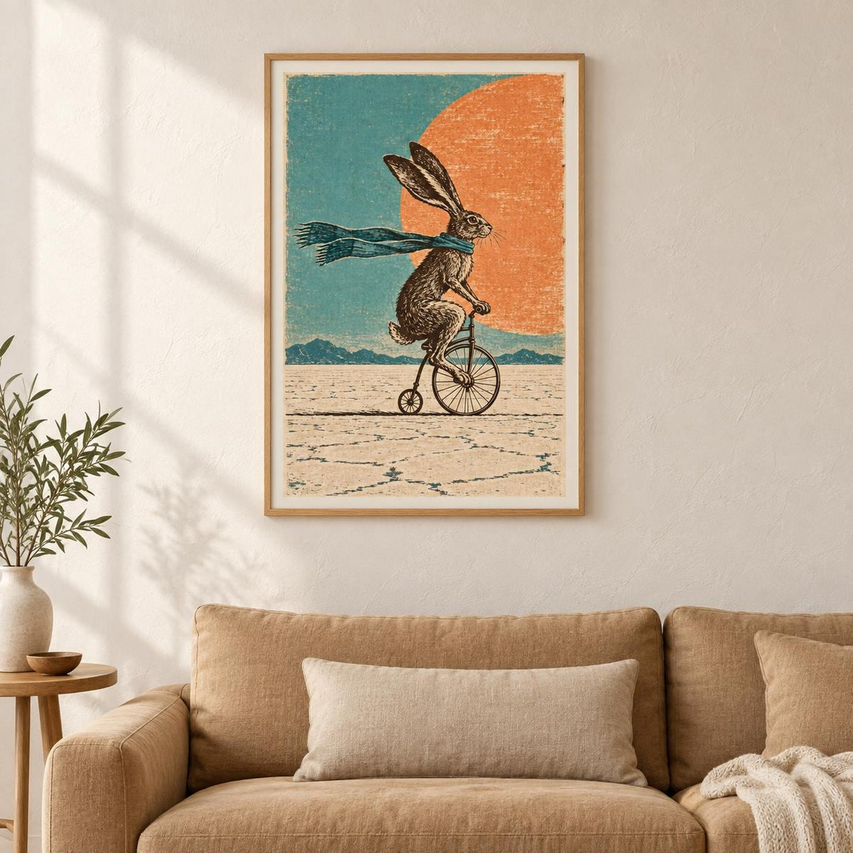 Penny Farthing Hare Desert Printable Wall Art Digital Download — image 2