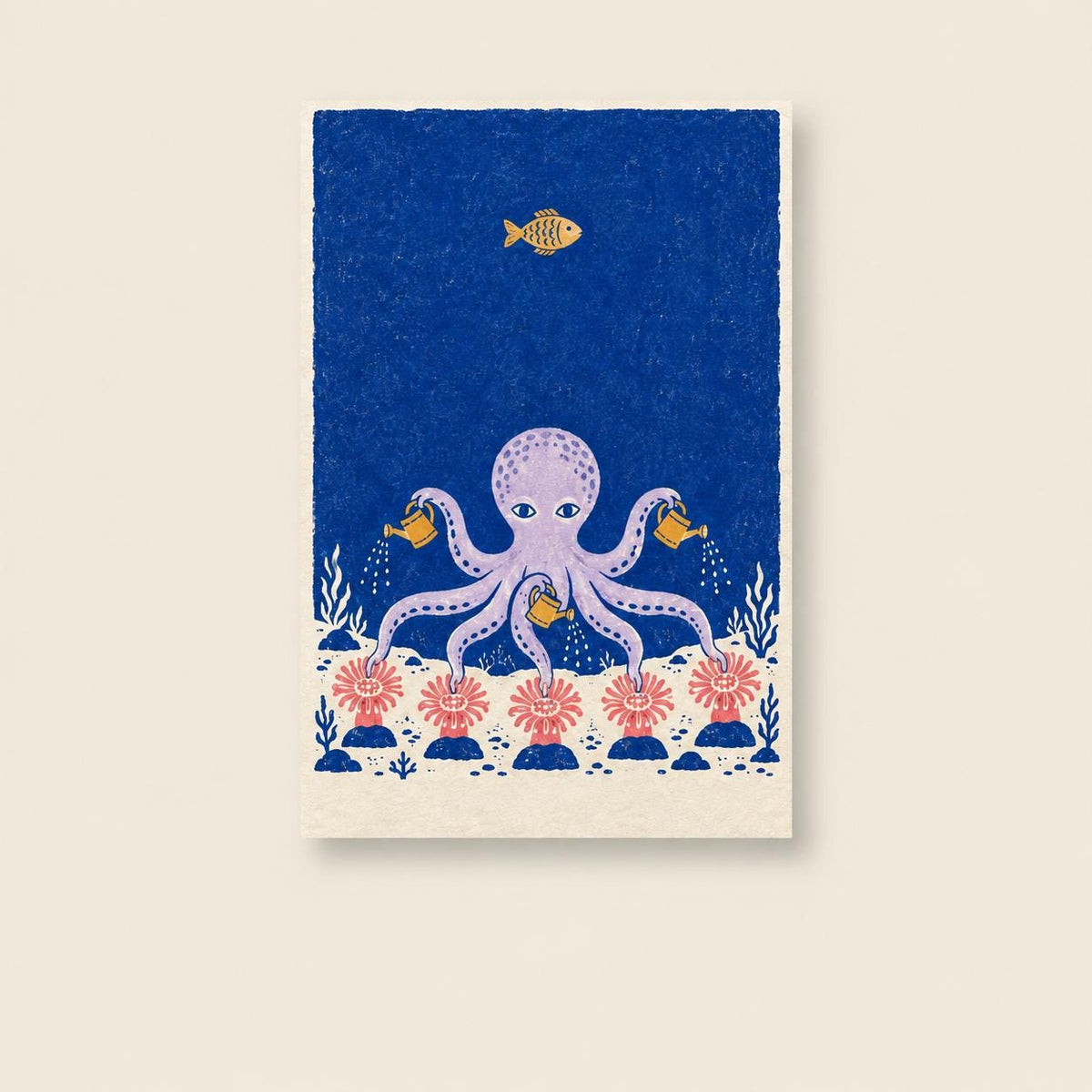 Octopus Garden Colourful Woodblock Printable Wall Art Digital Download — image 1