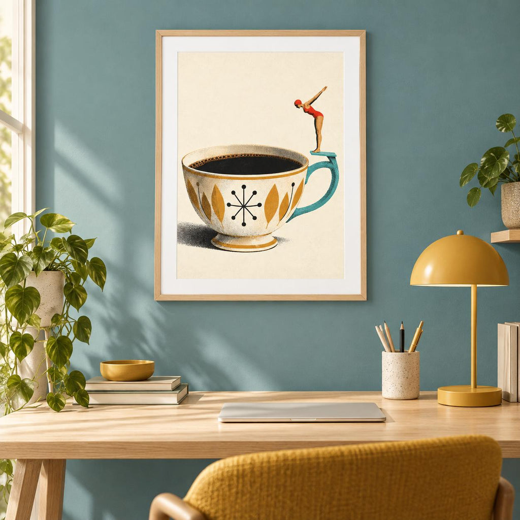 Coffee Cup Diver Retro Kitchen Printable Wall Art Digital Download — image 4