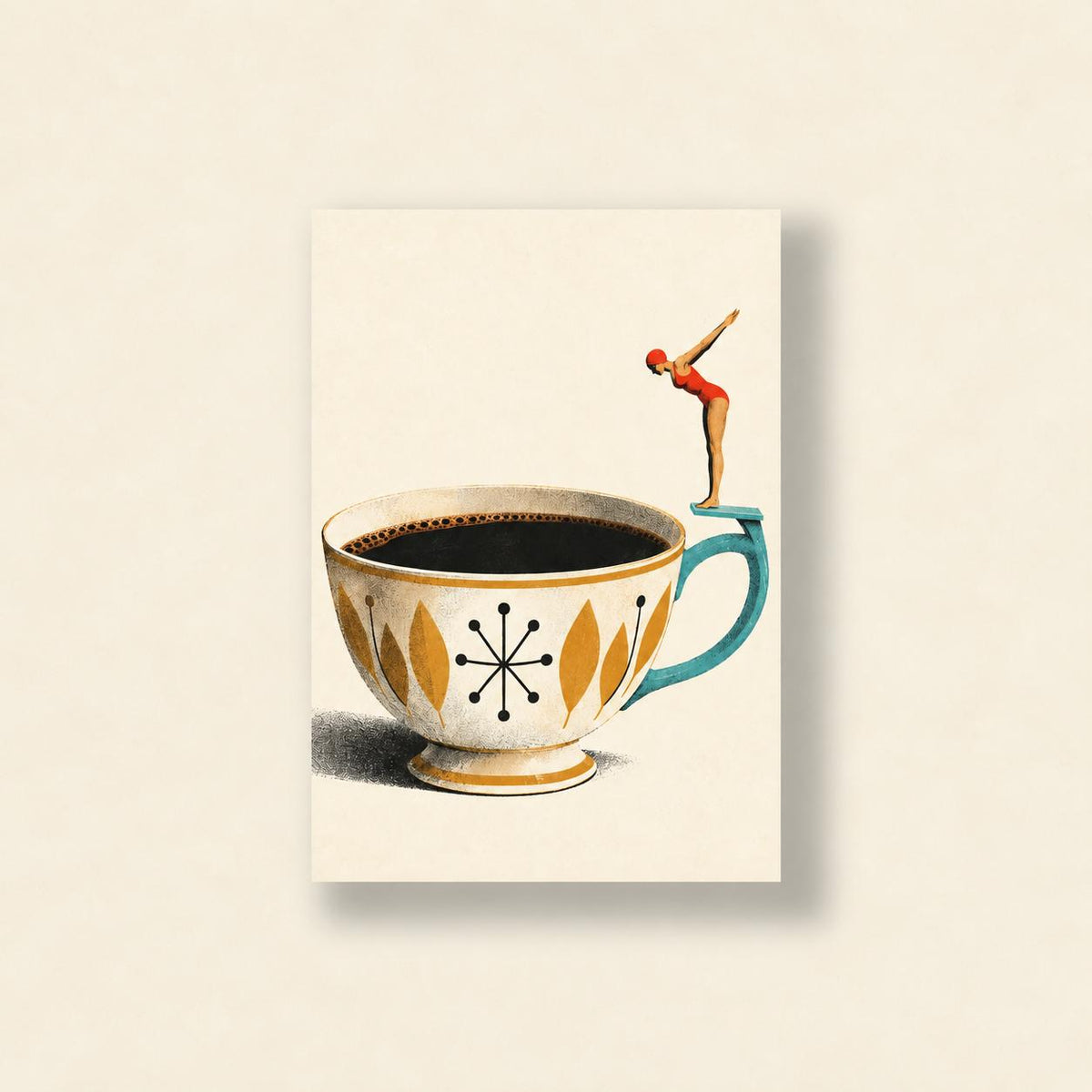 Coffee Cup Diver Retro Kitchen Printable Wall Art Digital Download — image 1