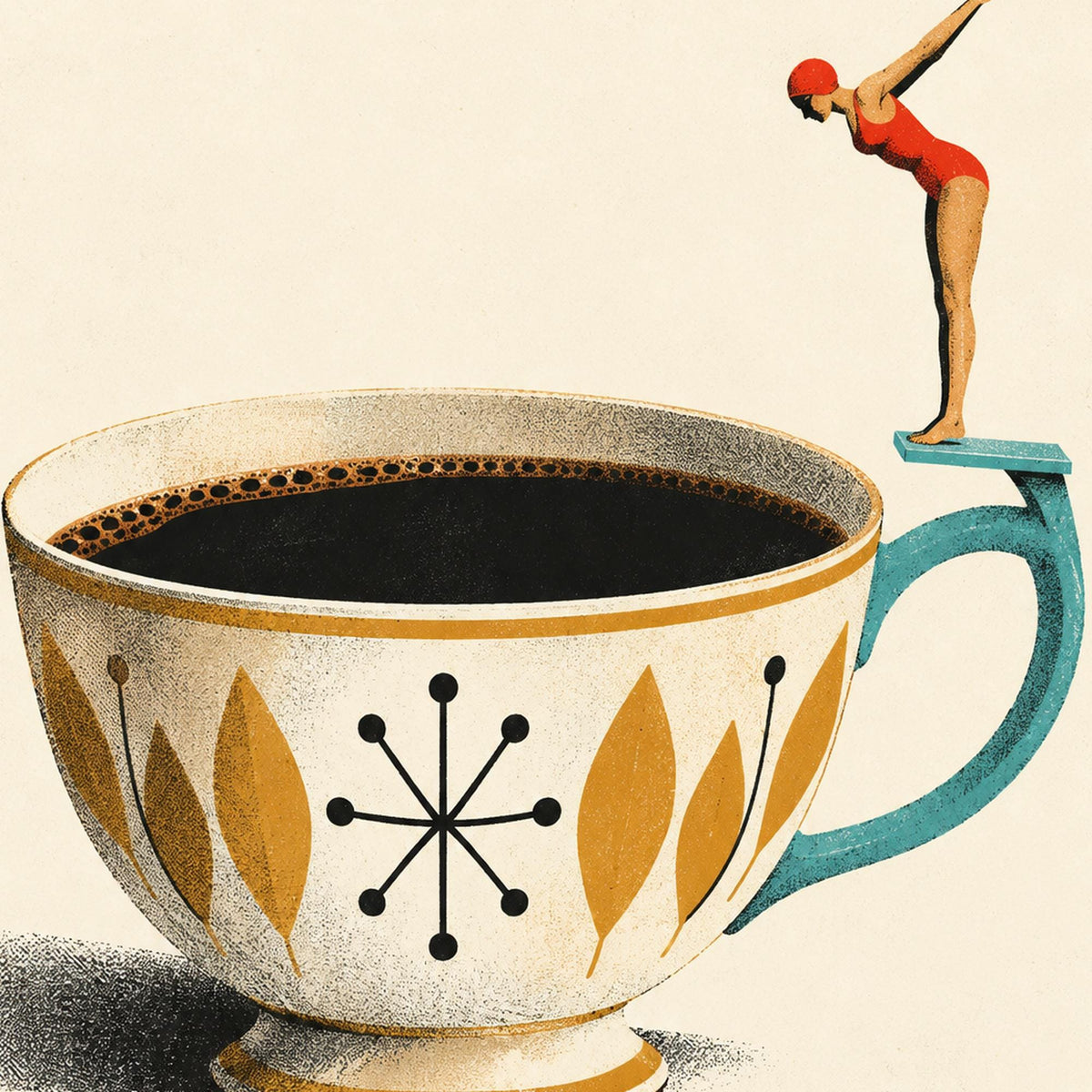 Coffee Cup Diver Retro Kitchen Printable Wall Art Digital Download — image 6