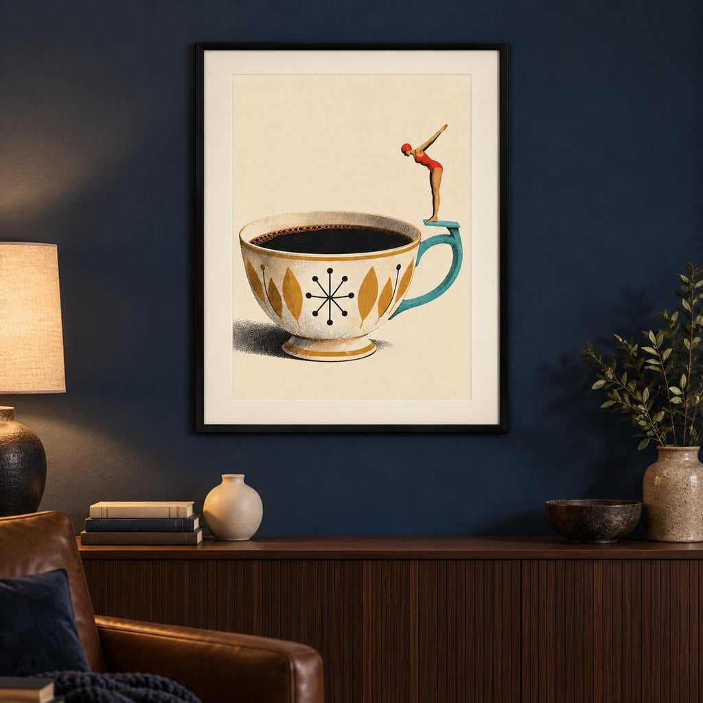 Coffee Cup Diver Retro Kitchen Printable Wall Art Digital Download — image 3