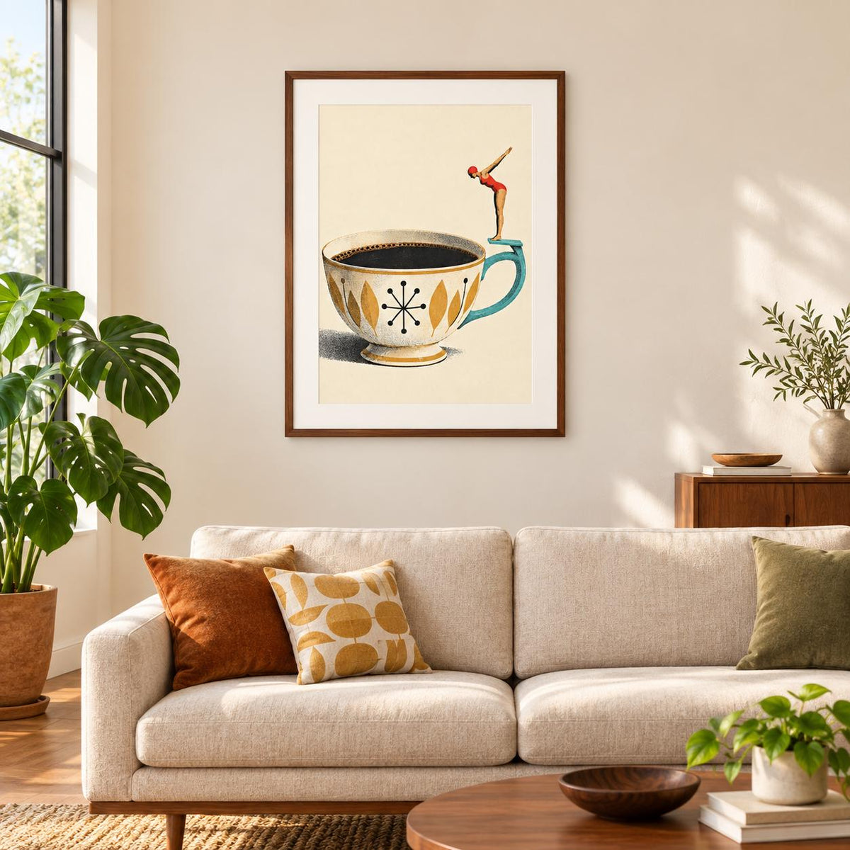Coffee Cup Diver Retro Kitchen Printable Wall Art Digital Download — image 2