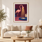Flamingo Reading Lamp Pink Bird Printable Wall Art Digital Download — image 2