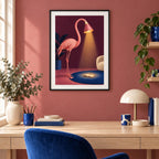 Flamingo Reading Lamp Pink Bird Printable Wall Art Digital Download — image 4