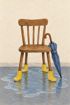 Chair in Yellow Wellies Rainy Day Printable Wall Art Digital Download — image 5