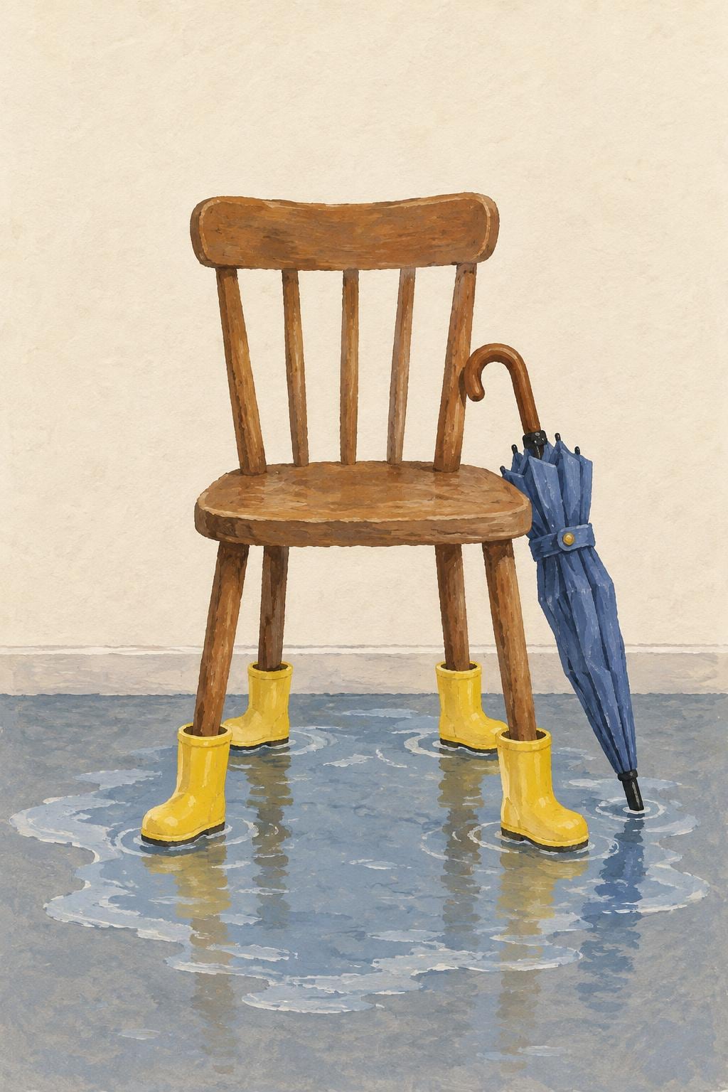 Chair in Yellow Wellies Rainy Day Printable Wall Art Digital Download — image 5