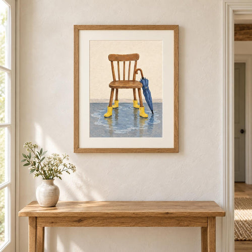 Chair in Yellow Wellies Rainy Day Printable Wall Art Digital Download — image 2
