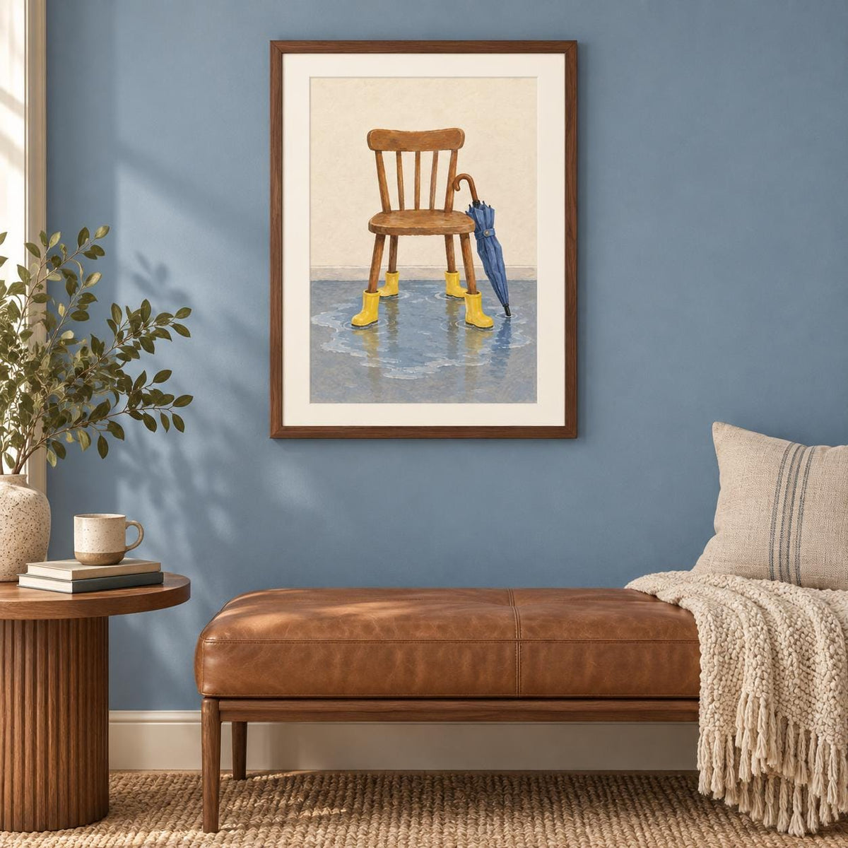 Chair in Yellow Wellies Rainy Day Printable Wall Art Digital Download — image 3