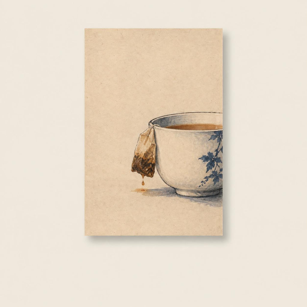 Melancholy Teacup Vintage Kitchen Printable Wall Art Digital Download — image 1