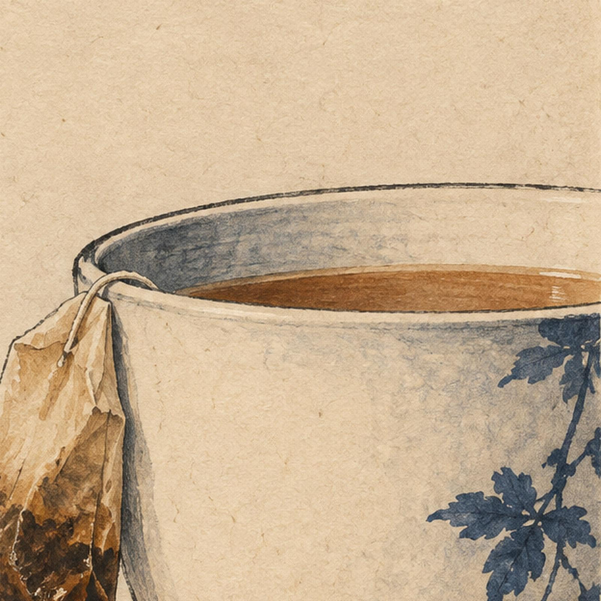 Melancholy Teacup Vintage Kitchen Printable Wall Art Digital Download — image 3