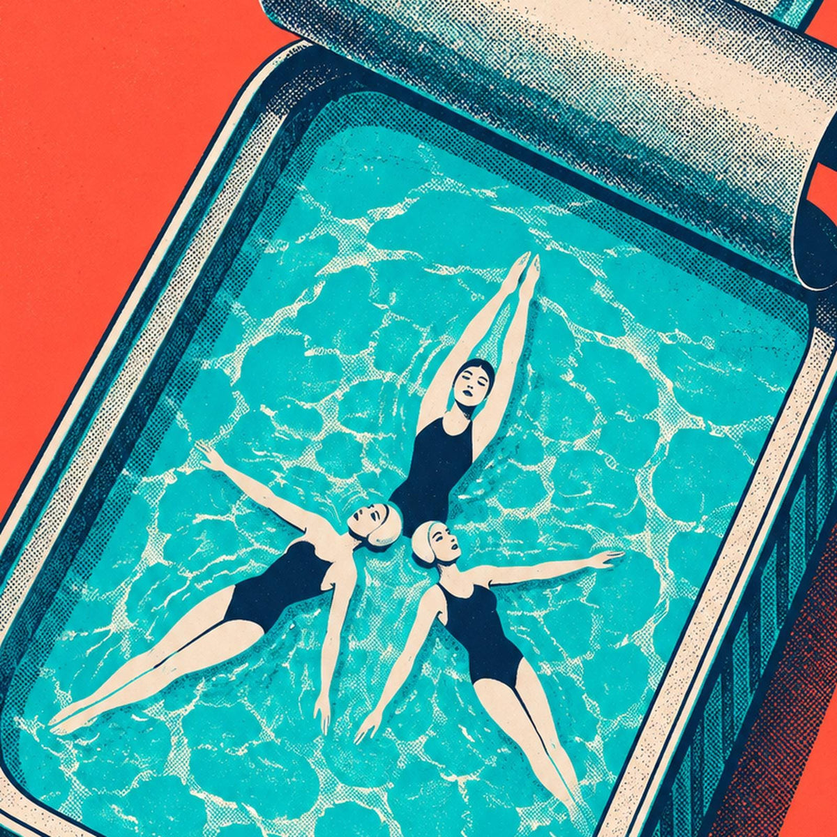 Sardine Tin Swimmers Retro Pool Printable Wall Art Digital Download — image 3