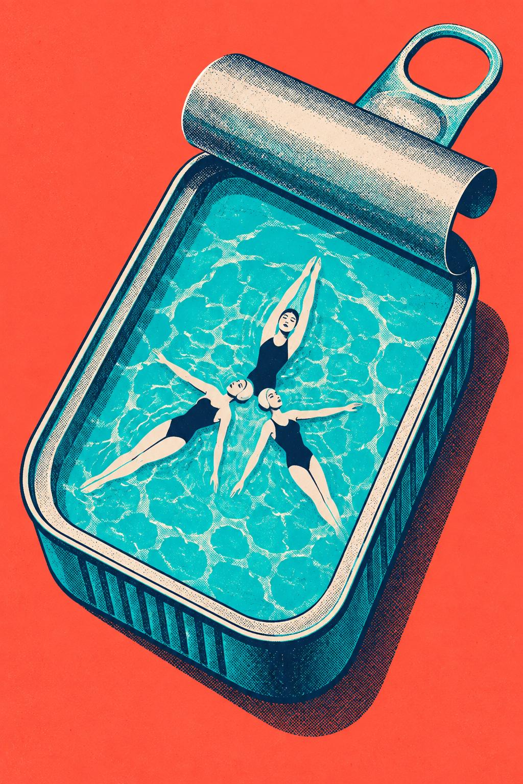 Sardine Tin Swimmers Retro Pool Printable Wall Art Digital Download — image 2