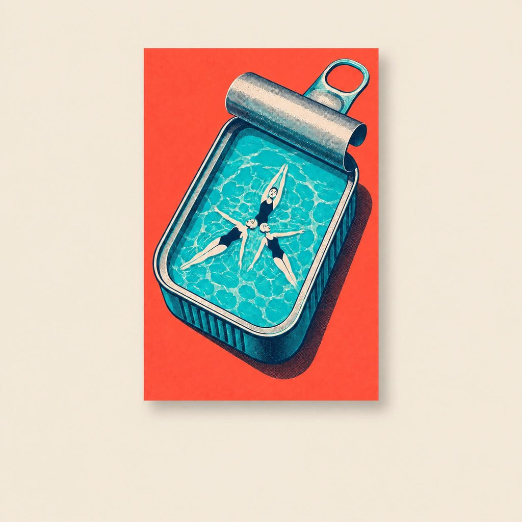 Sardine Tin Swimmers Retro Pool Printable Wall Art Digital Download — image 1