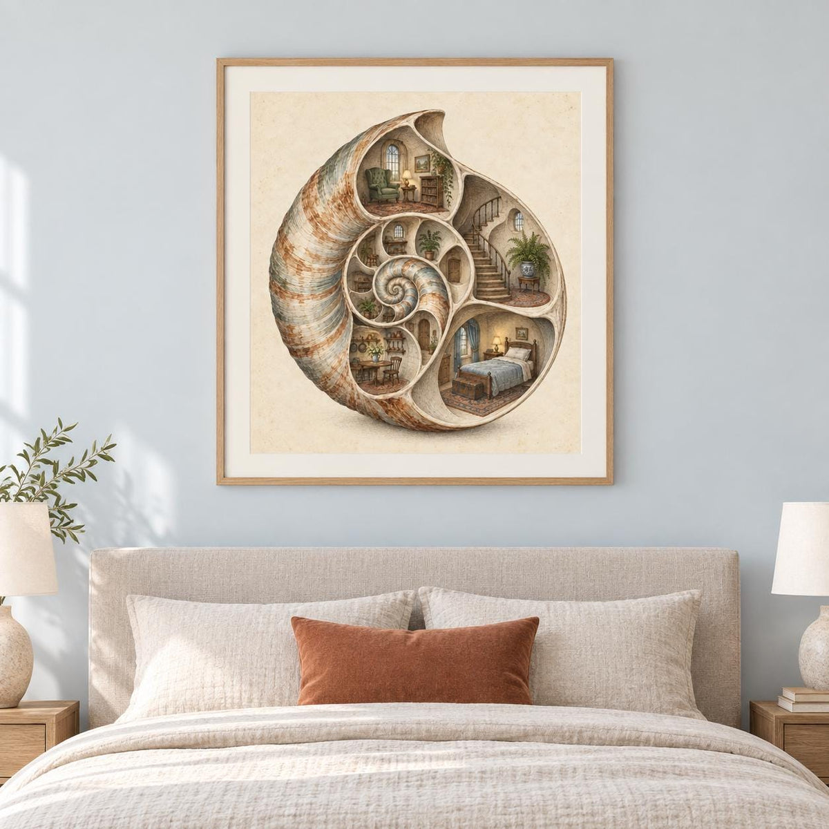Nautilus Shell House Surreal Printable Wall Art Digital Download — image 4