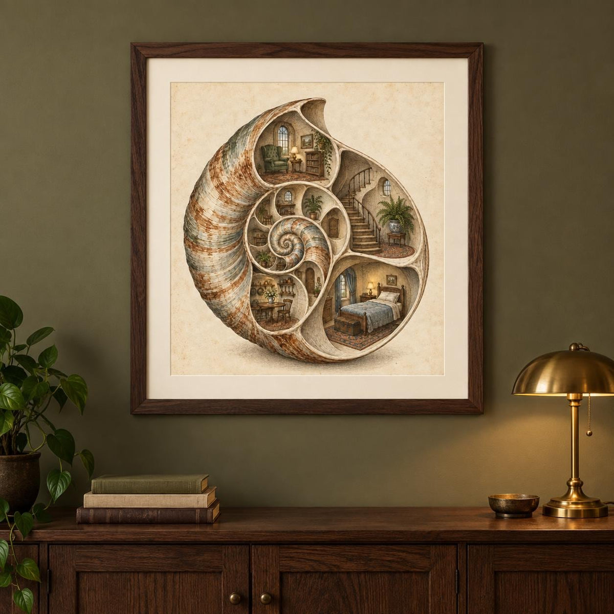 Nautilus Shell House Surreal Printable Wall Art Digital Download — image 3