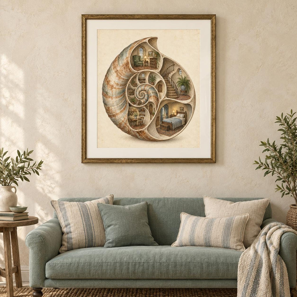 Nautilus Shell House Surreal Printable Wall Art Digital Download — image 2