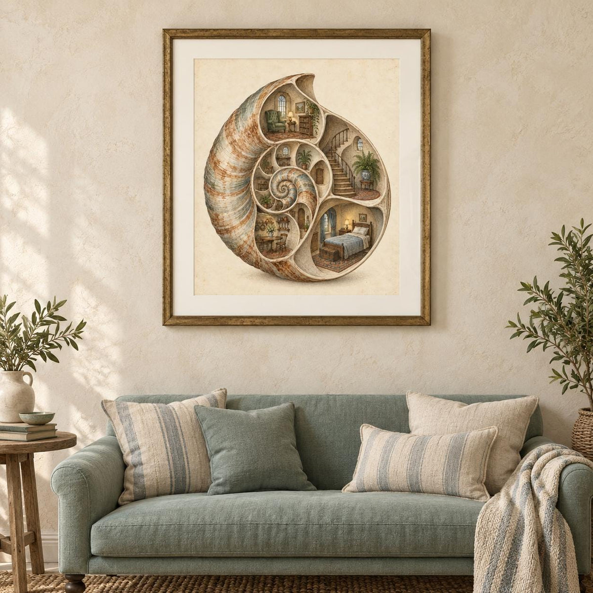 Nautilus Shell House Surreal Printable Wall Art Digital Download — image 2
