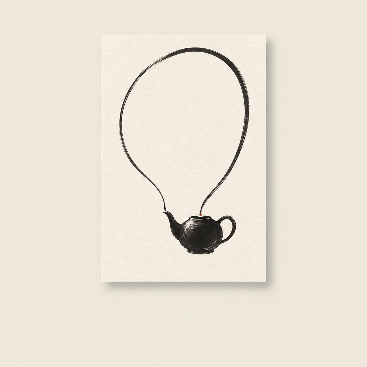 Surreal Teapot Balloon Black Ink Printable Wall Art Digital Download — image 1