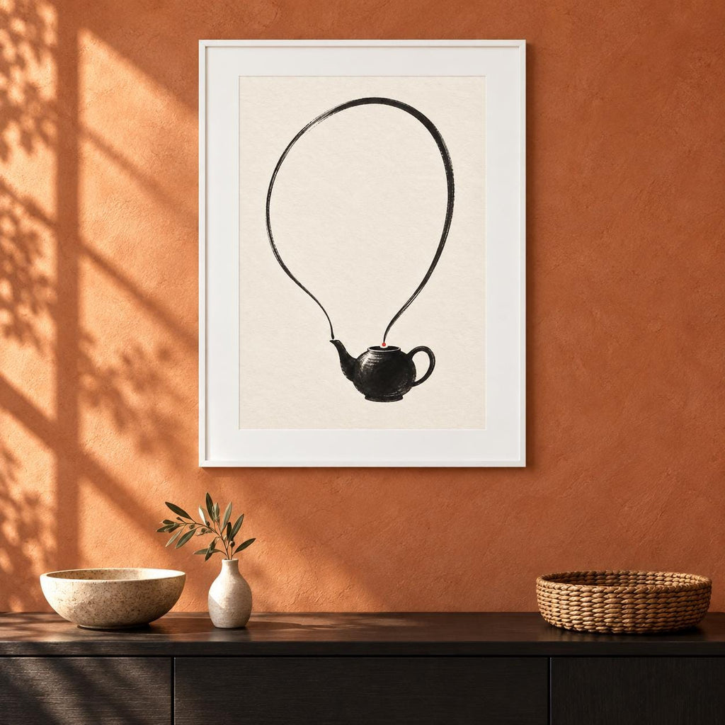 Surreal Teapot Balloon Black Ink Printable Wall Art Digital Download — image 4