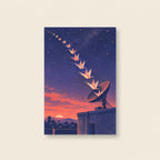 Origami Crane Signal Retro Futurist Printable Wall Art Digital Download — image 1