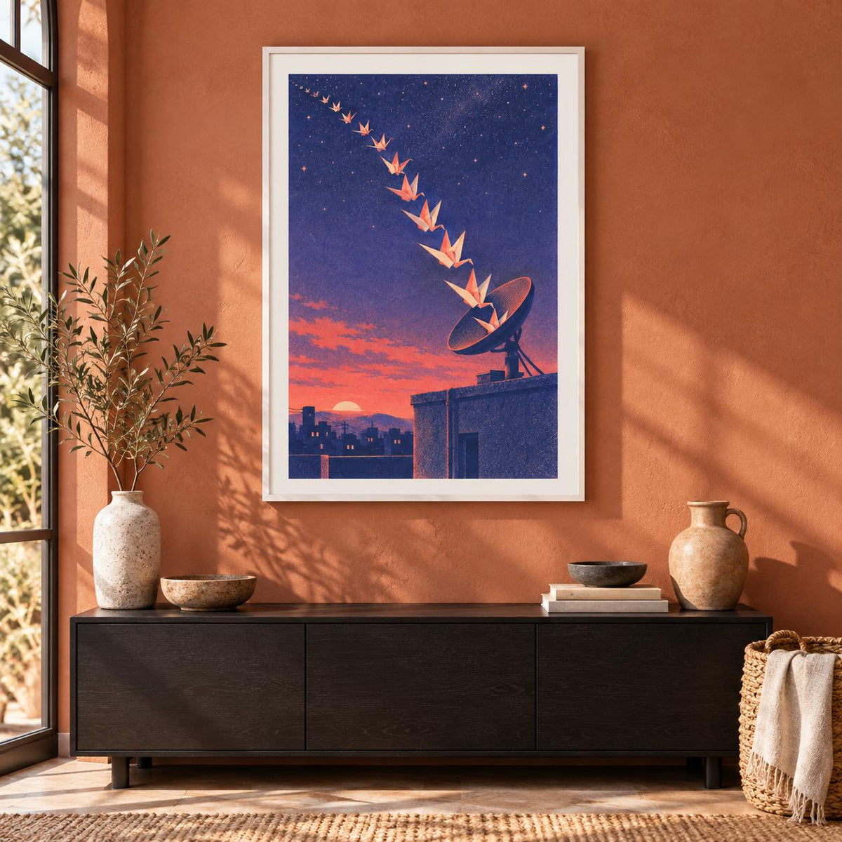 Origami Crane Signal Retro Futurist Printable Wall Art Digital Download — image 3