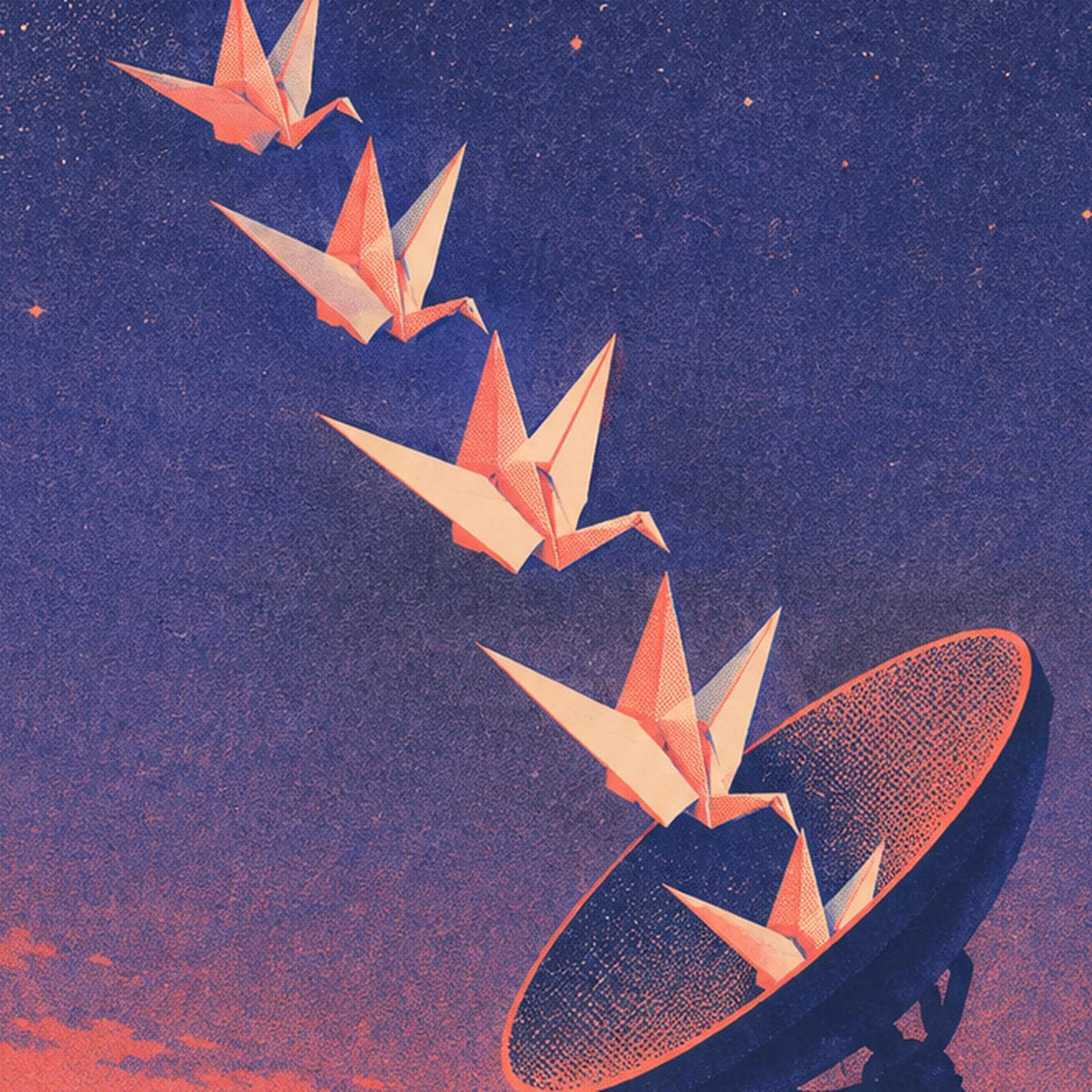 Origami Crane Signal Retro Futurist Printable Wall Art Digital Download — image 6