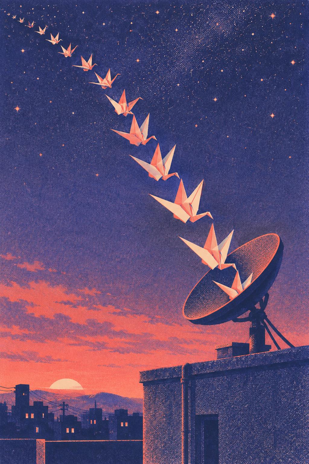 Origami Crane Signal Retro Futurist Printable Wall Art Digital Download — image 5