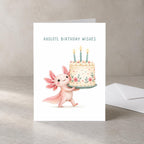 Cute Pink Axolotl Birthday Card Blank Inside — image 1