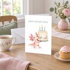 Cute Pink Axolotl Birthday Card Blank Inside — image 2